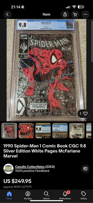 Comic Book 1990 Spiderman gradata CGC 9.8 Silver Edition