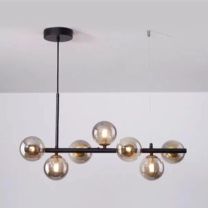 Lustră Stil Nordic, Design Asimetric, 7 surse de iluminare Bec G9, Neg