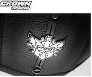 Кожена каска за мотор Crown Racing с балонна козирка, размер XXL