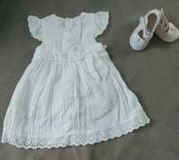 Бяла официална рокля 80/86рр и обувки 22 номер