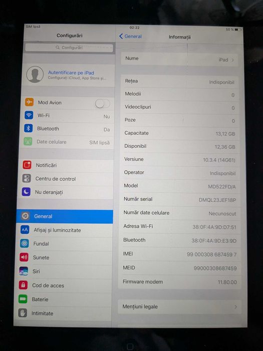 Tabletă Apple iPad 4 culoare neagră
