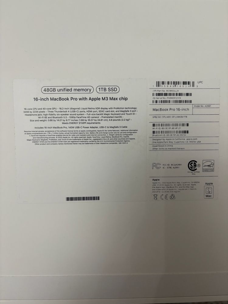 Macbook Pro M3 Max 1Тб