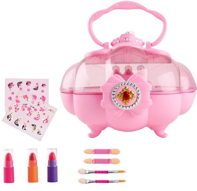 Trusa machiaj copii, lac unghii, ruj, Roz, 3 ani+