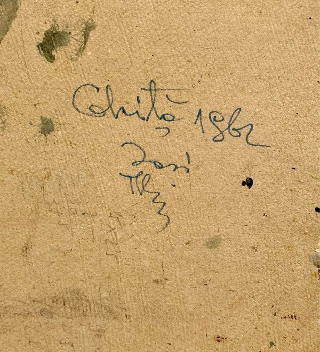 T Schipor 1962 tablou portret bucovinean pictura ulei inramat 45x52cm