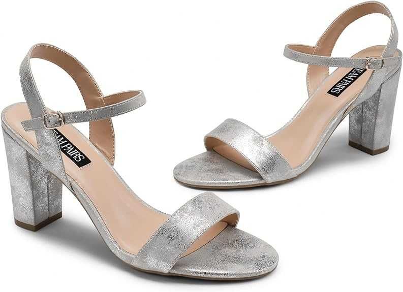 Sandale de damă cu toc, Dream Pairs, Argintiu, 38