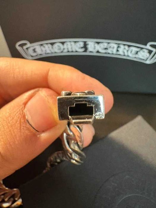 Chrome Hearts .925 Silver Smooth Cuban Link Dagger ID Bracelet