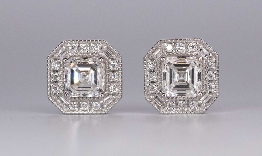 Cercei diamante naturale 2.35ct H/VVS2-VS2 Aur alb 18K IGI-GIA