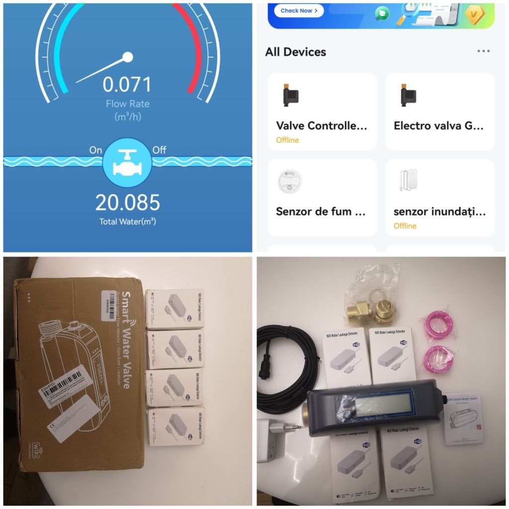 Set Electrovalva apa inteligenta anti-inundație apometru Wi-Fi  cu 4 s