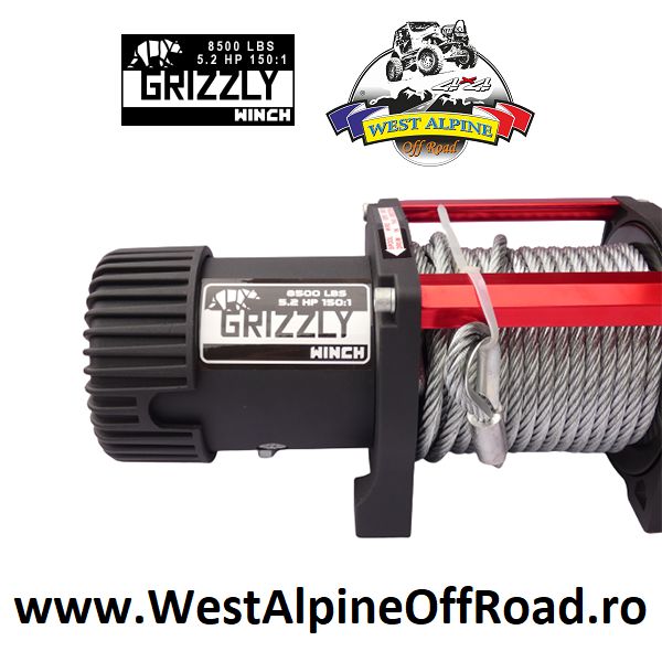 Troliu auto Grizzly Winch 8500lbs cu cablu de otel (Forta: 3.855kg)