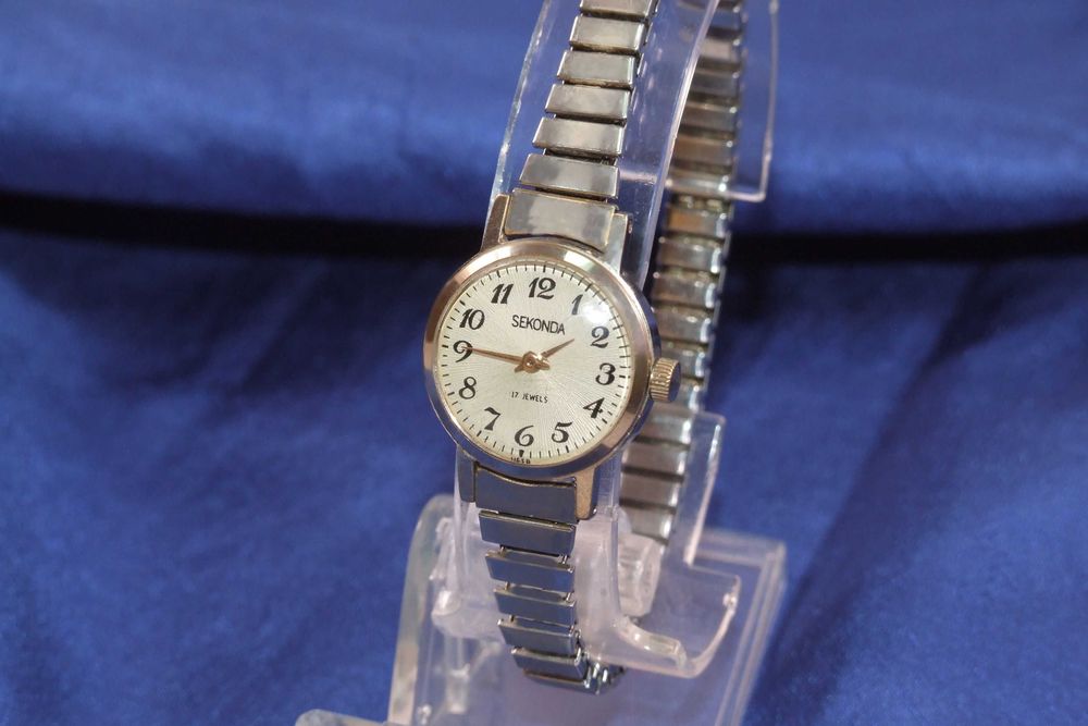 Ceas de mâna SEKONDA mecanic, 17 rubine, inox (inclusiv bratara), NOU