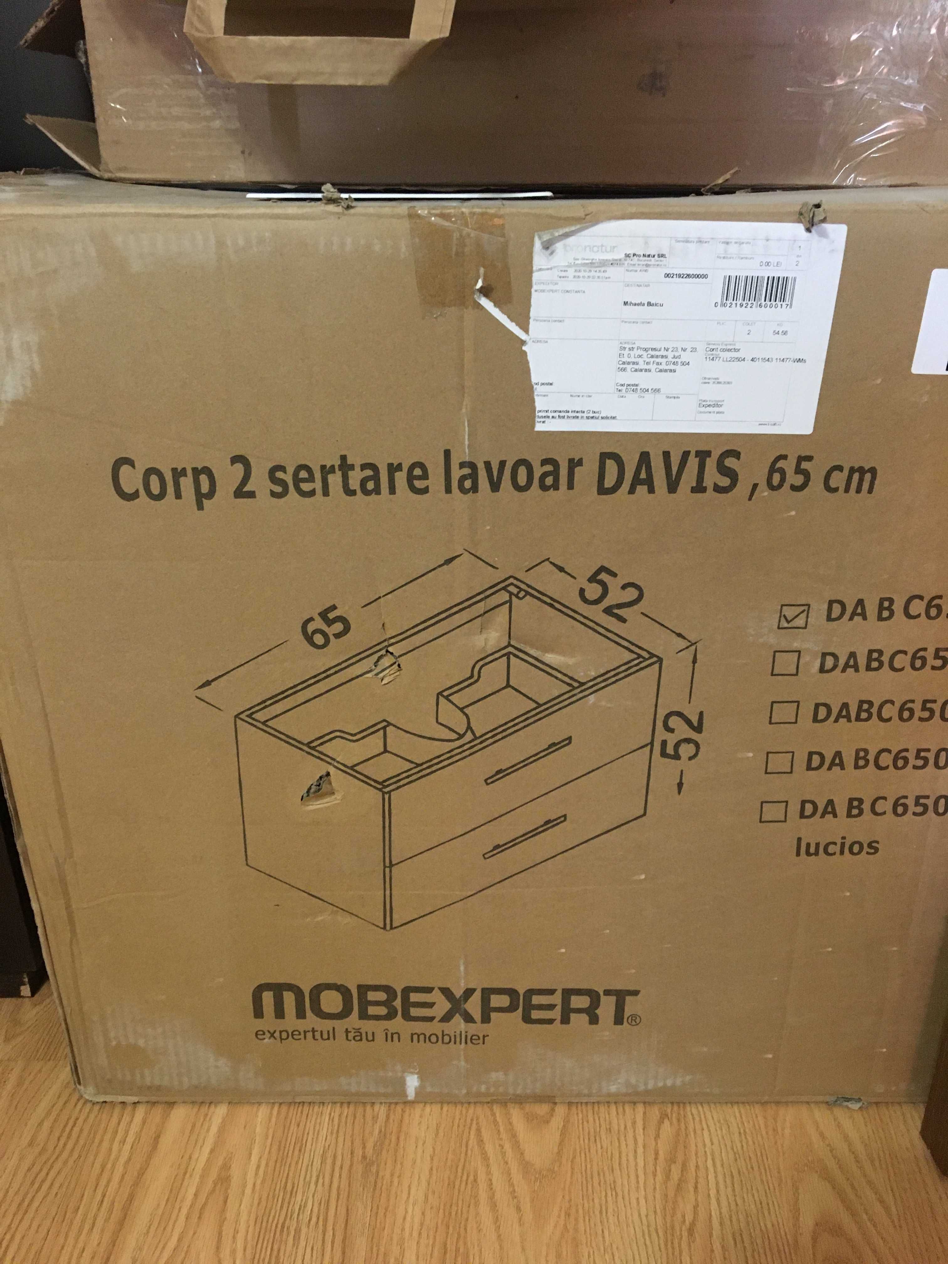 Mobexpert Masca lavoar 2 sertare Davis