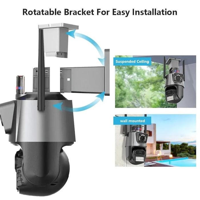 Camera Supraveghere Exterior Dubla, UHD, Rotativa, Wifi, Wireless