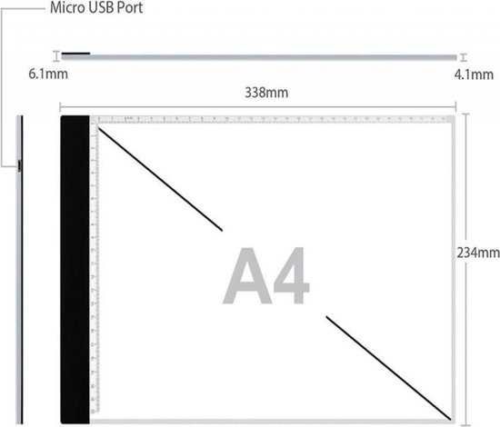 LED светеща подложка Ultra thin A4 за рисуване, чертане 34/24см