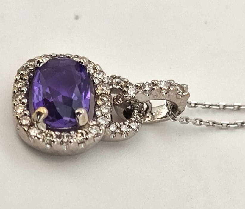 Colier aur 14k cu diamante si ametist