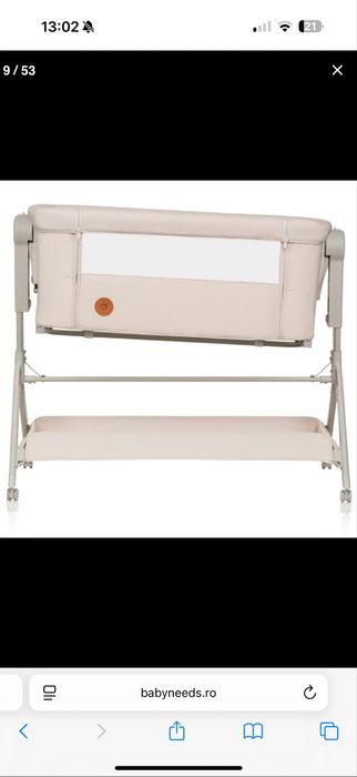 Patut co-sleeper, Lionelo, Leonie Plus, Pliabil, Cu sistem de leganare