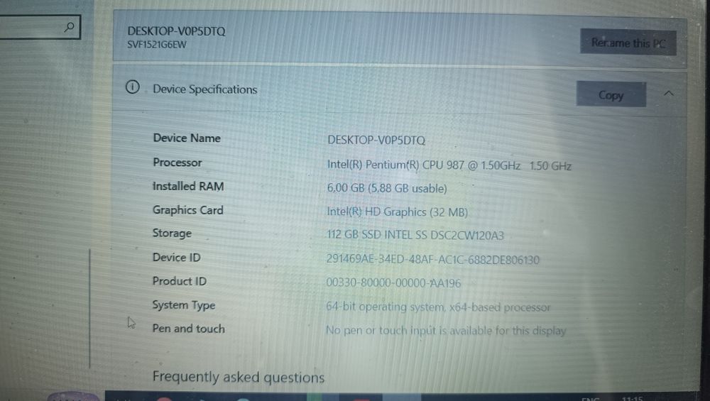 Лаптоп Sony Vaio 15 4inch