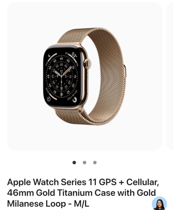 Apple watch 11 Titanium case 46mm Gold Milanese Loop