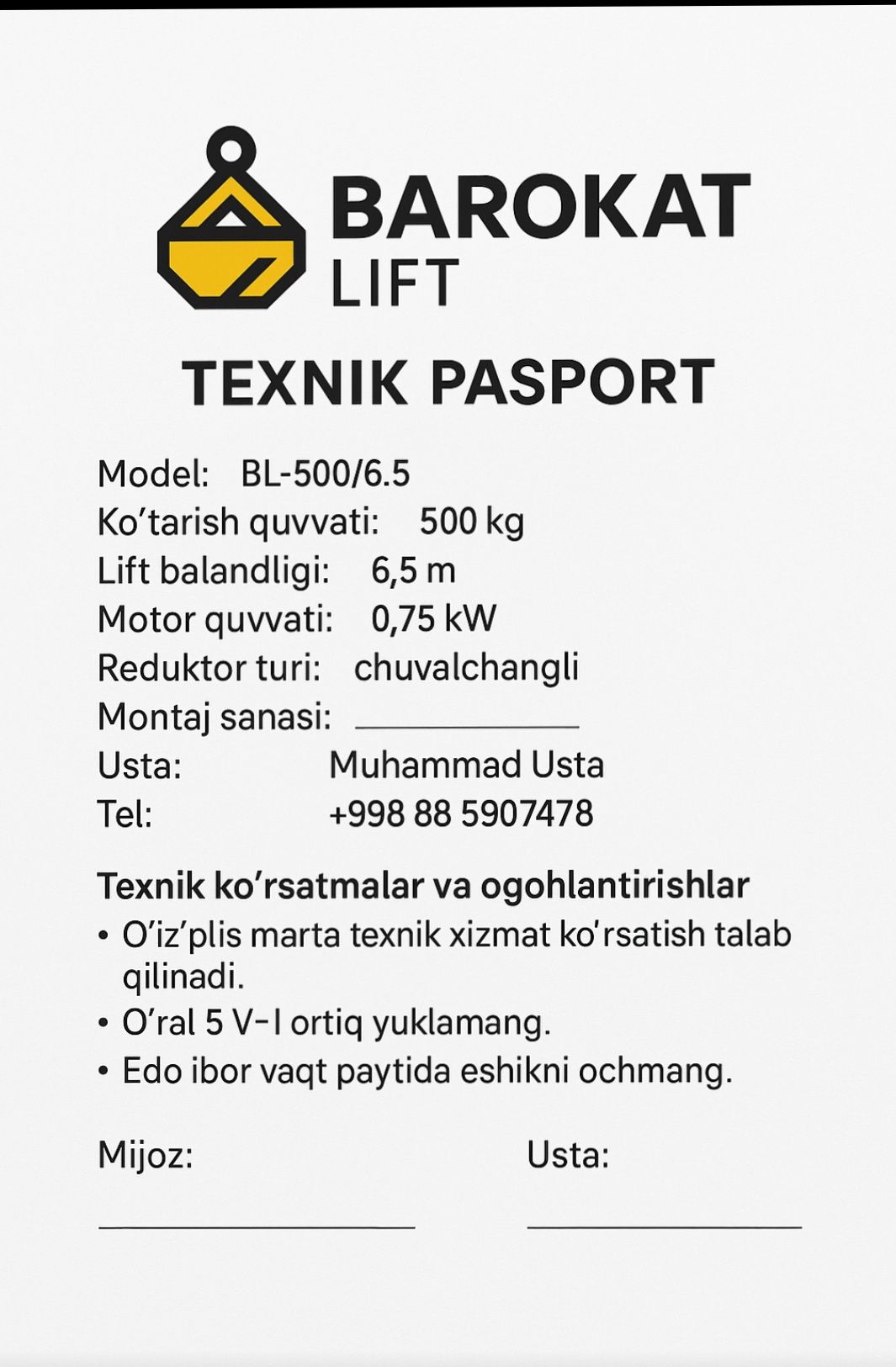 Lift gurzavoy skladga