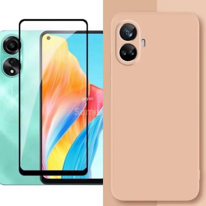 Husa Soft Inside Catifea si Folie Sticla OPPO A38/A58/A78/A98/A59/A79