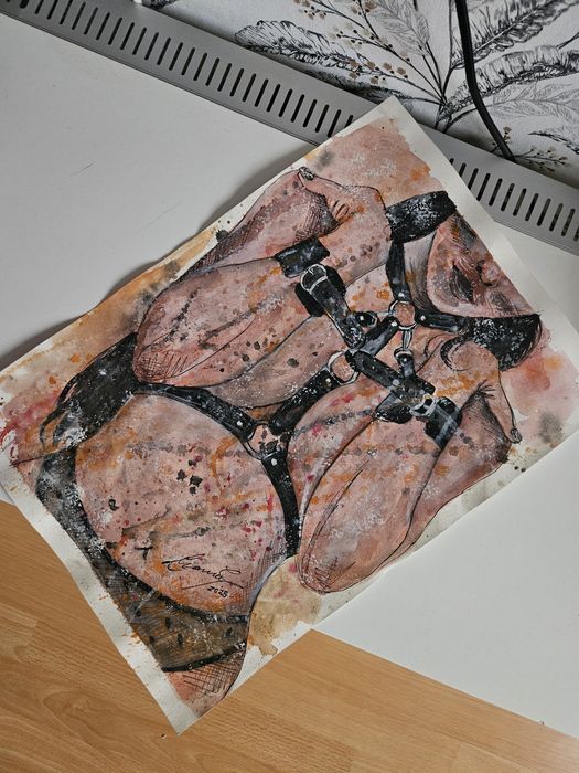 Pictura in acuarea, nud artistic femeie