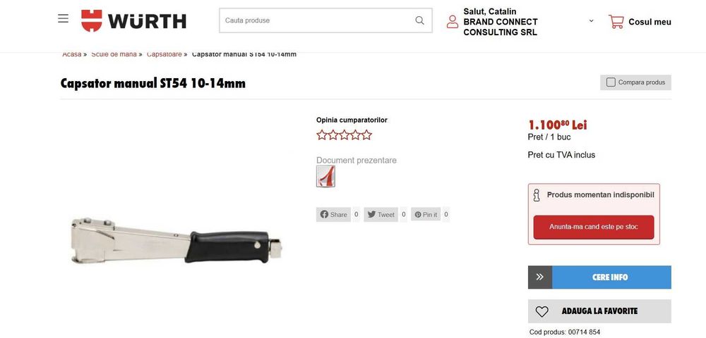 Capsator manual WUERTH ST54 10-14mm NOU