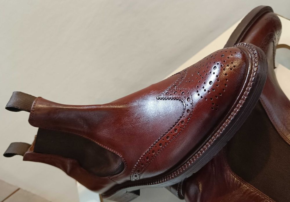 Ghete chelsea brogue 39 39.5 premium FRAU piele naturala premium