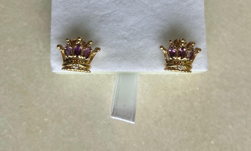 Cercei designer, din aur de 14K, cu ametiste și diamante