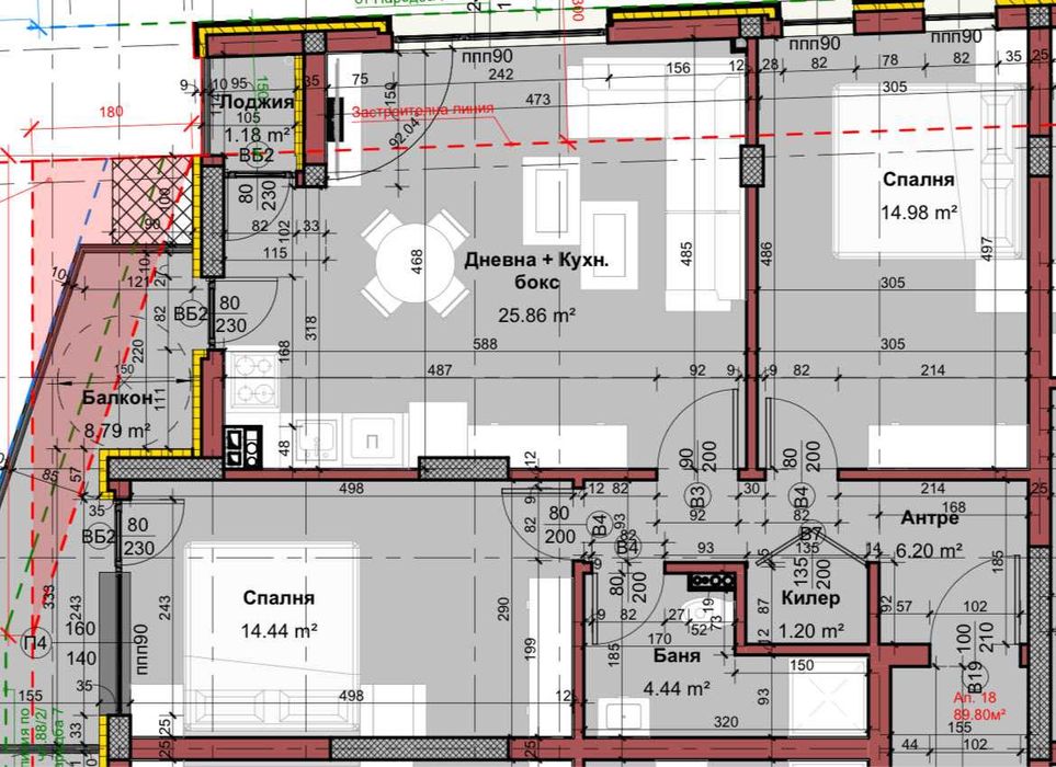 Тристаен апартамент 106 кв.м на цена от  1550€ на кв.м .