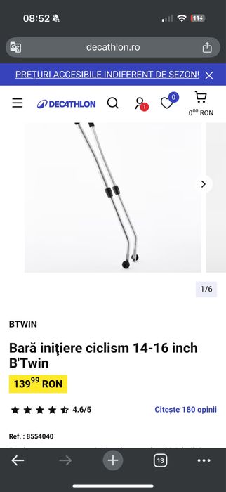 Bara initiere bicicleta copii decathlon