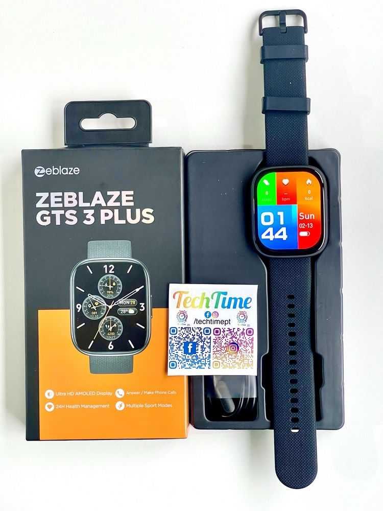 Смарт часовник Zeblaze GTS 3 PLUS, 2.15'',Разговори,Водоуст. Черен НОВ