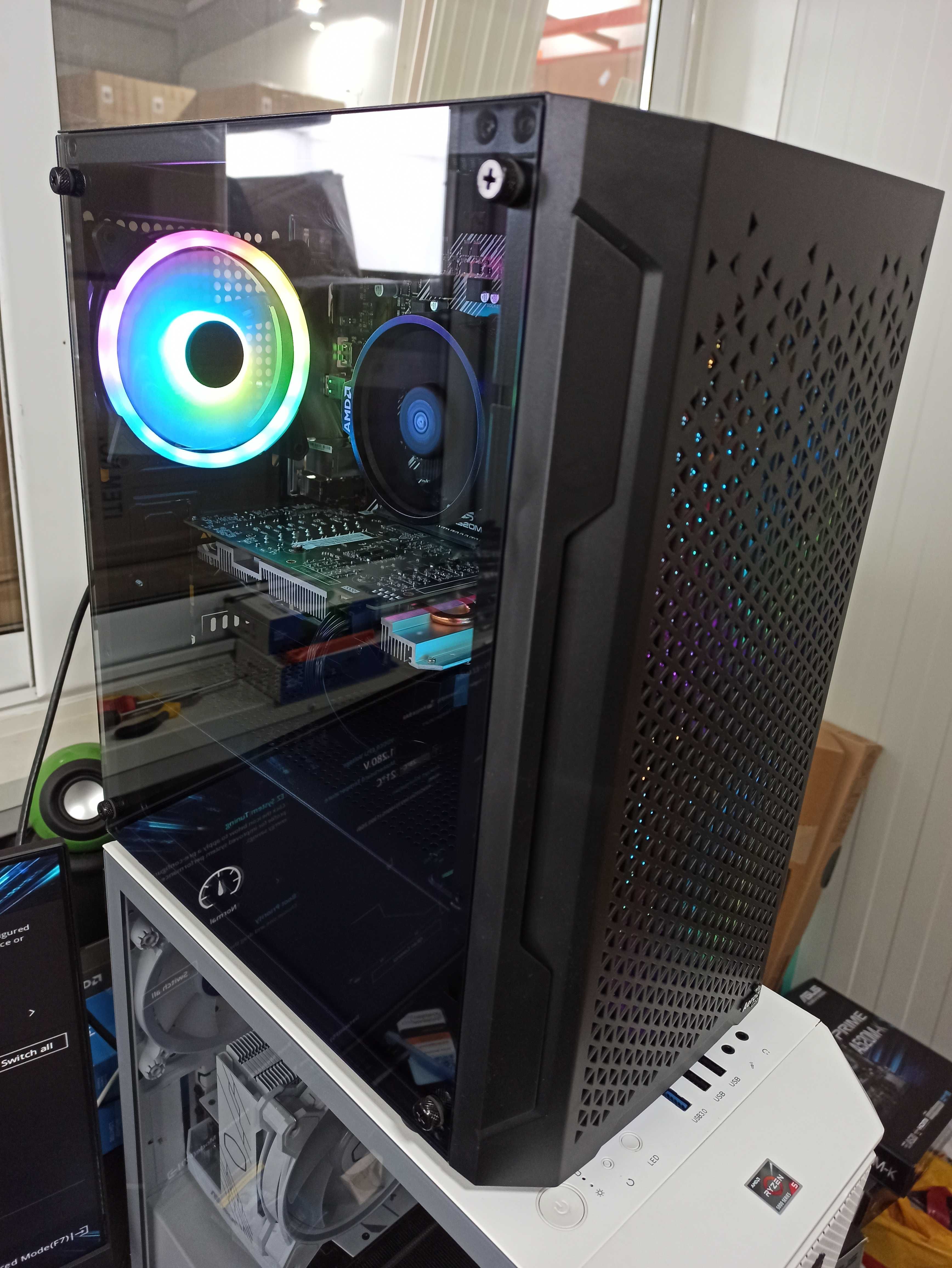 За ИГРИ Гейм компютър Ryzen 5 12Gb Видеокарта 16Gb RAM SSD 1Tb 650W