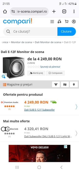 Subwoofer activ Dali E-12F 170w 30 cm difuzor