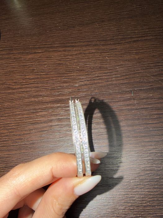 Сребърни обеци - халки, с камъни