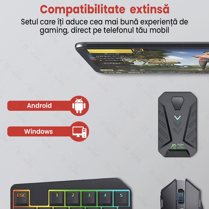 Set gaming cu tastatura iluminata gaming 39 taste one hand si mouse