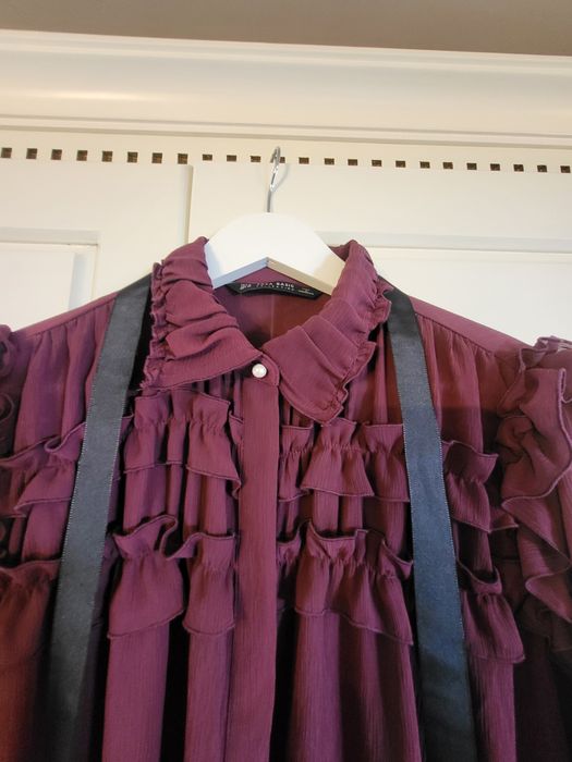 Camasa  Zara rosu/vișiniu femei cu volane,marimea M