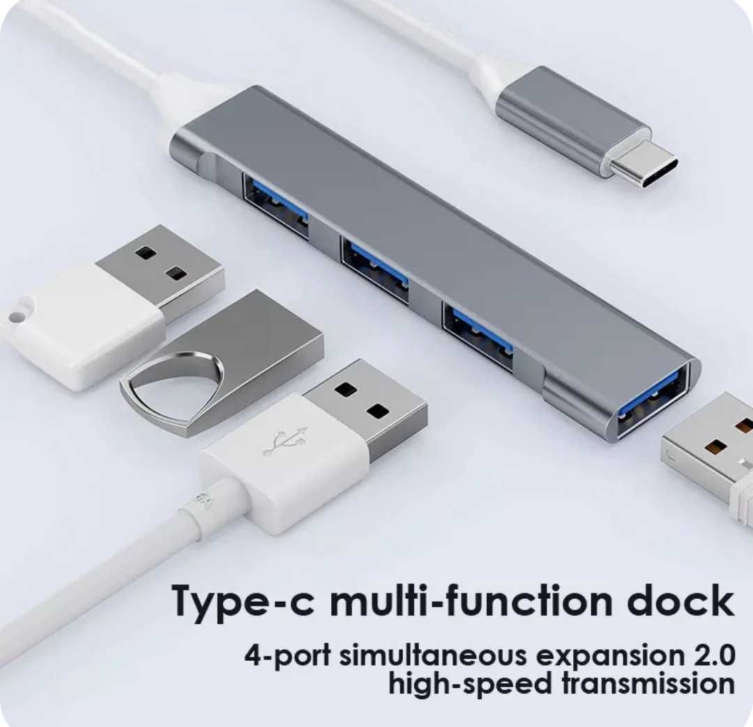 Переходник OTG Type C на 4 USB (HUB). Алматы