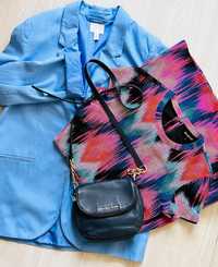 Синьо елегантно сако H&M & страхотна цветна рокря Desigual