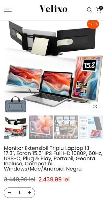 Triple Screen Extender 2 x Monitor 156" Noi