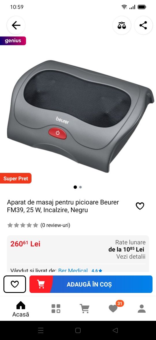 aparat pt masaj picioare cu funcție și de încălzire