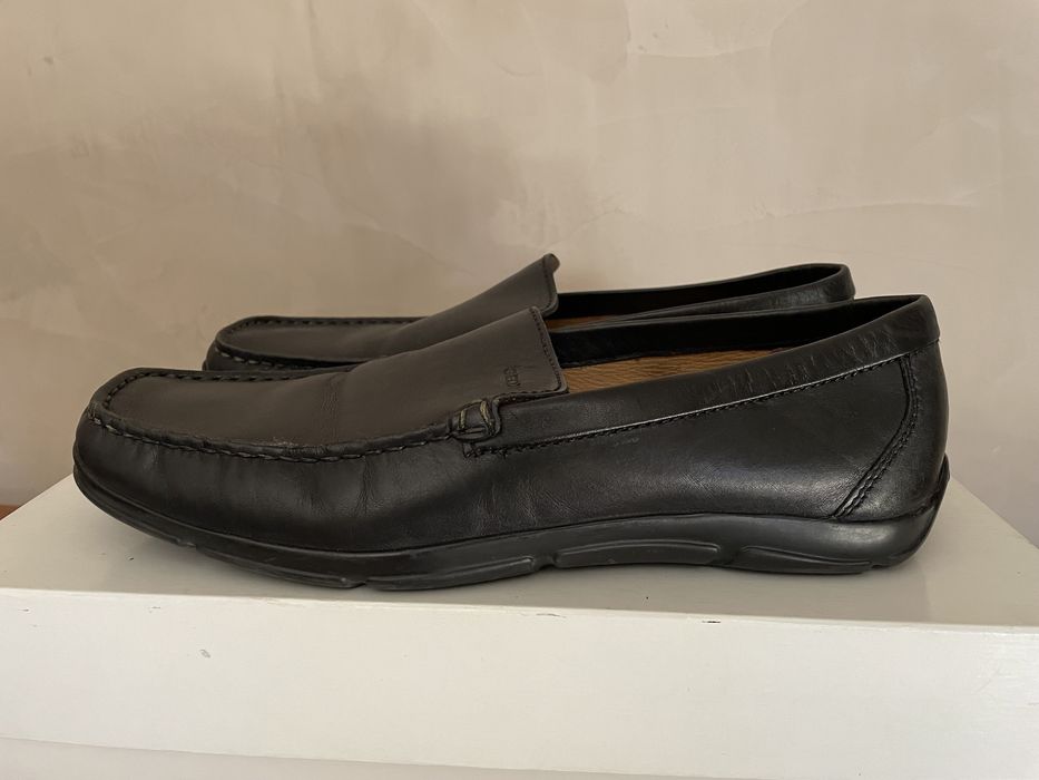 Mocasini piele negri barbati Geox Respira