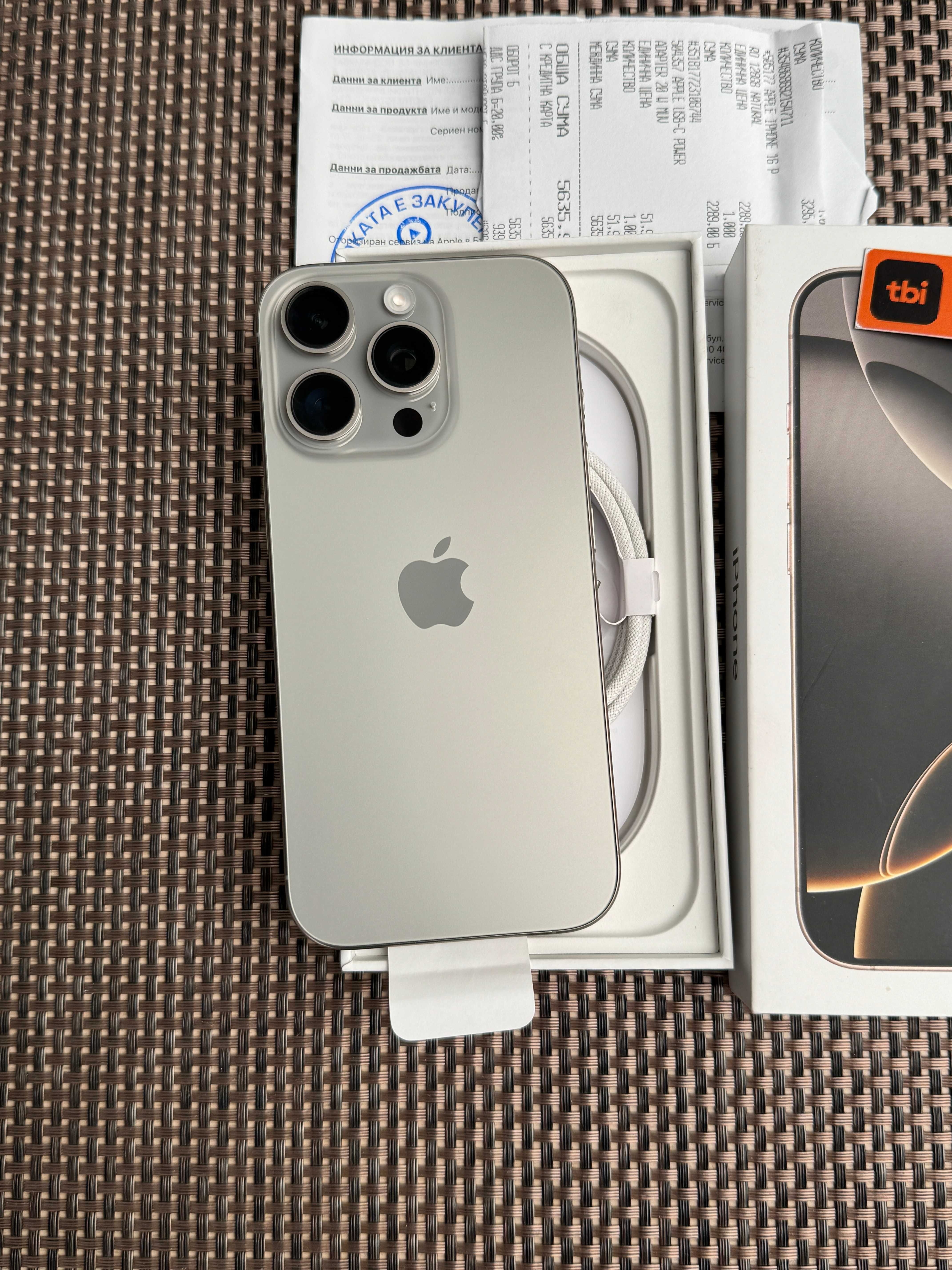 НОВ! 24м ГАРАНЦИЯ iPhone 16 Pro Лизинг от 70лв/м Natural Titanium 128g