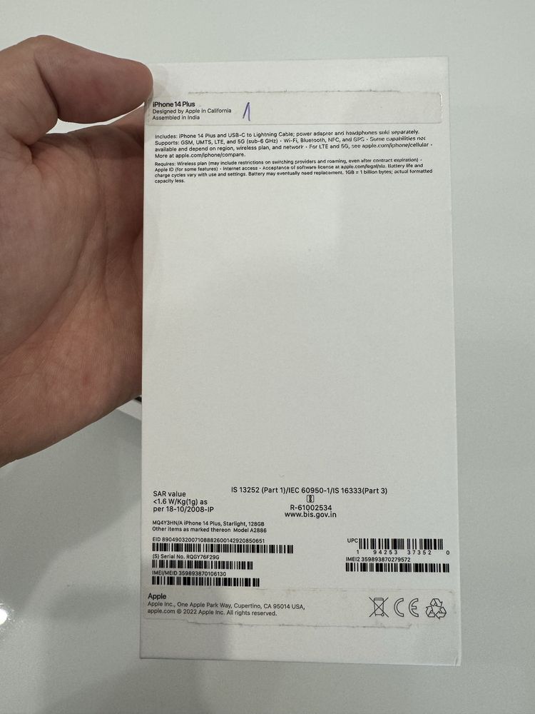 Iphone 14 plus в белом цвете  97% аккум