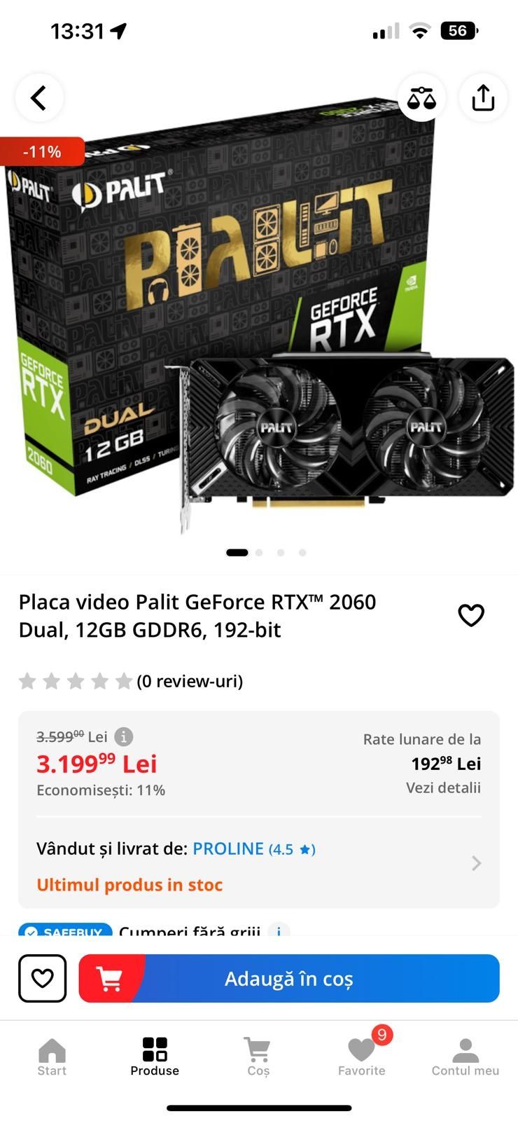 Vând placa video GeForce RTX 2060 12GB