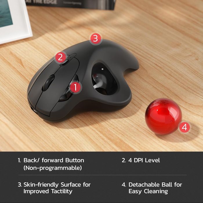 Mouse Trackball wireless Nulea M501, ergonomic reîncărcabil