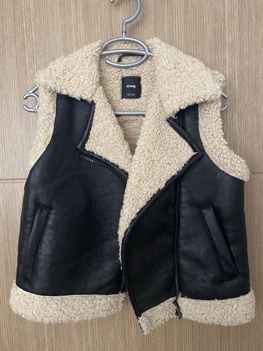 Кожен елек черен