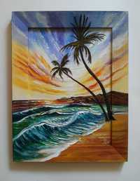 Картина 'плаж с палми' маслени бои
