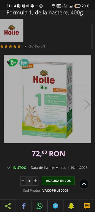 Holle Lapte praf capra 0-6 luni sigilat - 6 buc