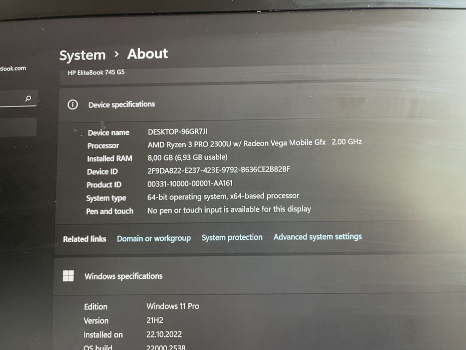 Laptop Hp elitebook 745 g5