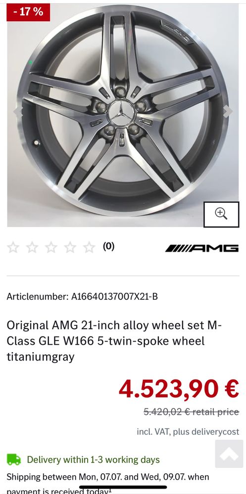 Оригинални джанти с гуми 21” AMG за Мерцедес ГЛЕ / Mercedes GLE W166