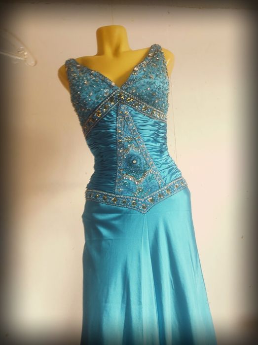 Superba rochie gala albastra eleganta S